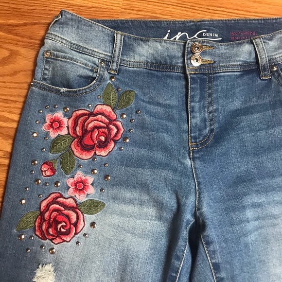 Denim INC Women’s Boyfriend Jeans Blue 💐 Flowers - Picture 3 of 7